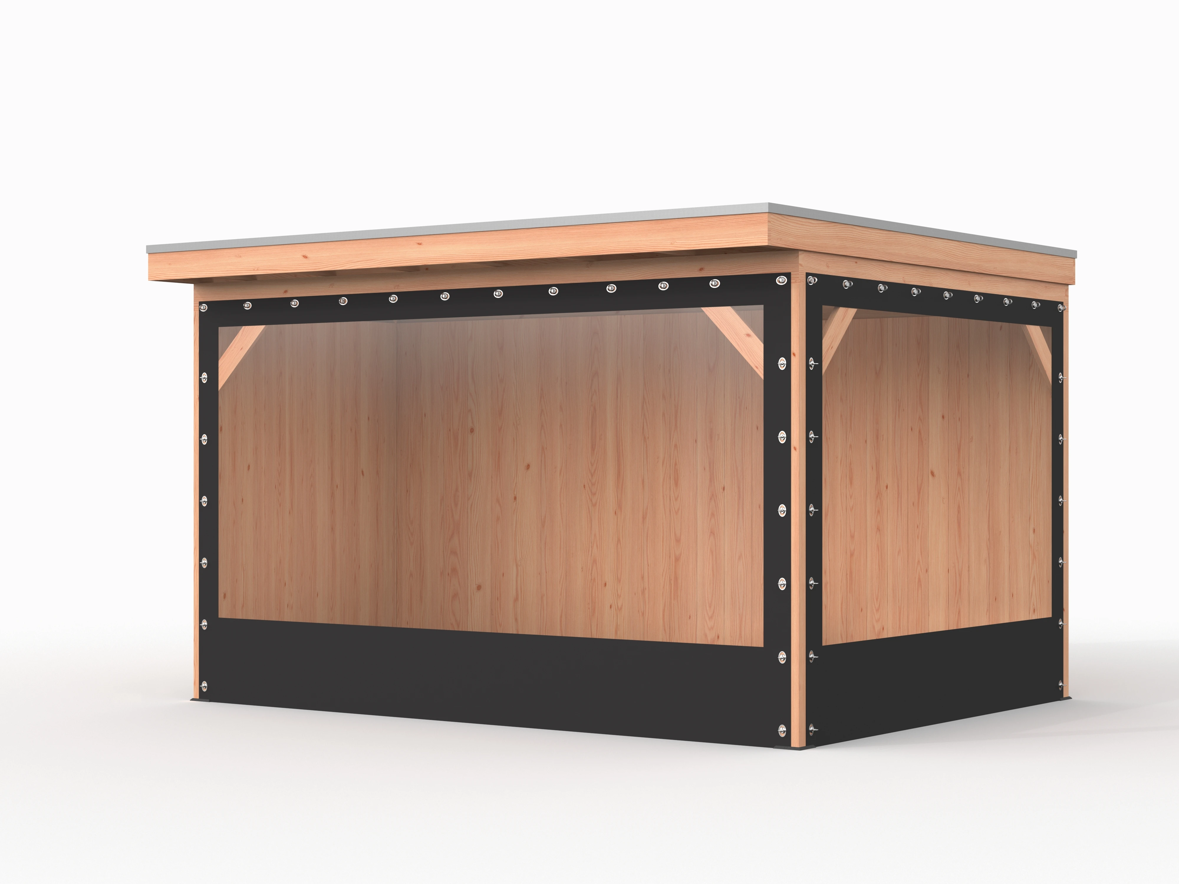 Verandazeil Wand 400 cm Zwart - voor 14 x 14 cm Staanders - Afbeelding 1